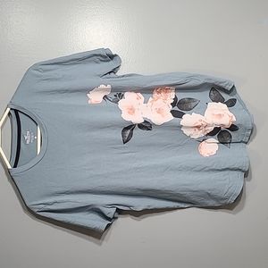 Floral Hollister Tee in Slate Blue Color